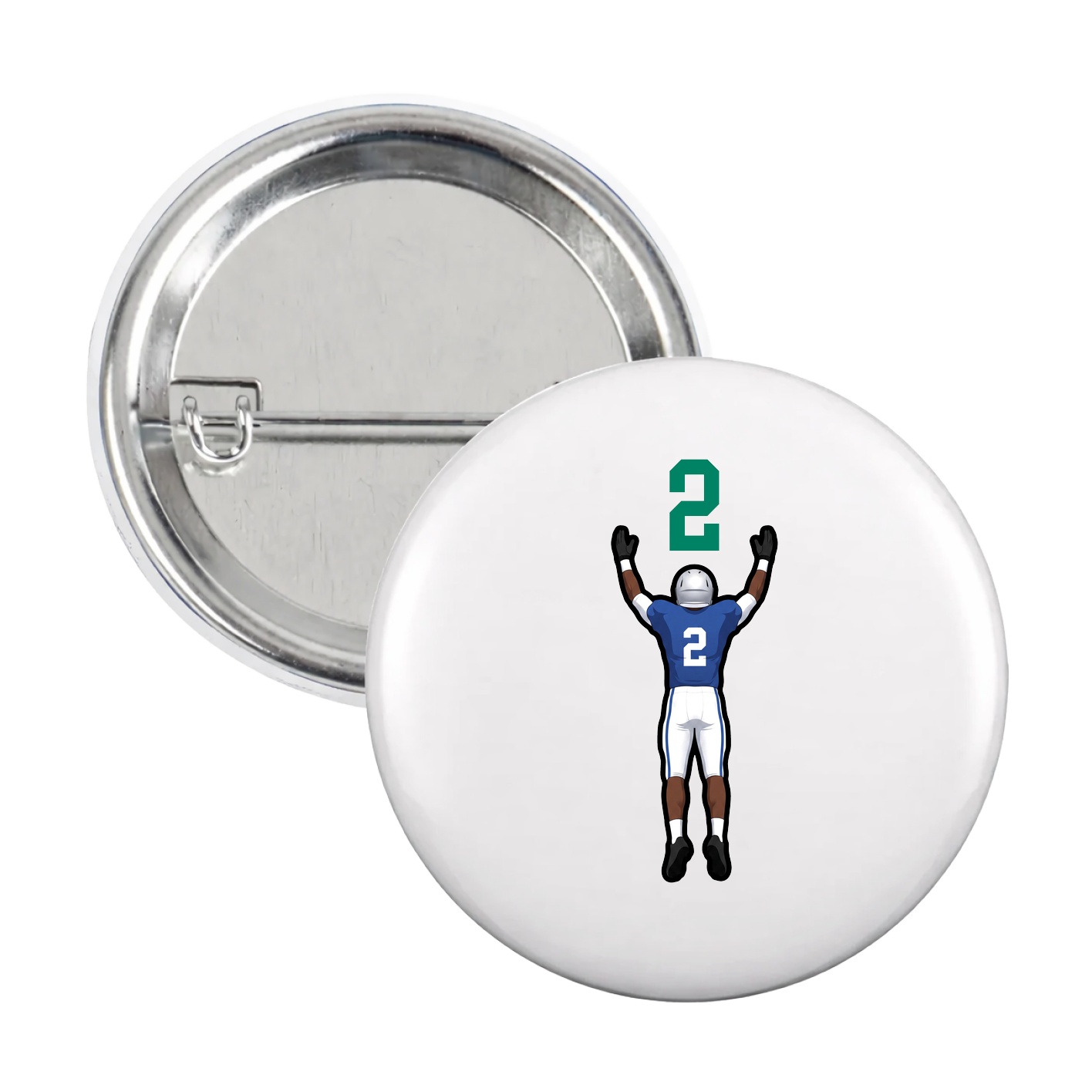 Game Day Button — Number Top in White