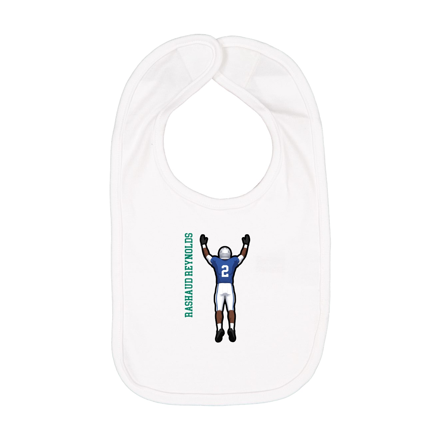 Infant Bib — Name Vertical in White