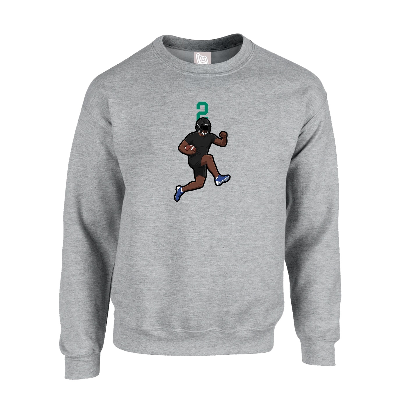 Fleece Crew — Number Top in Grey