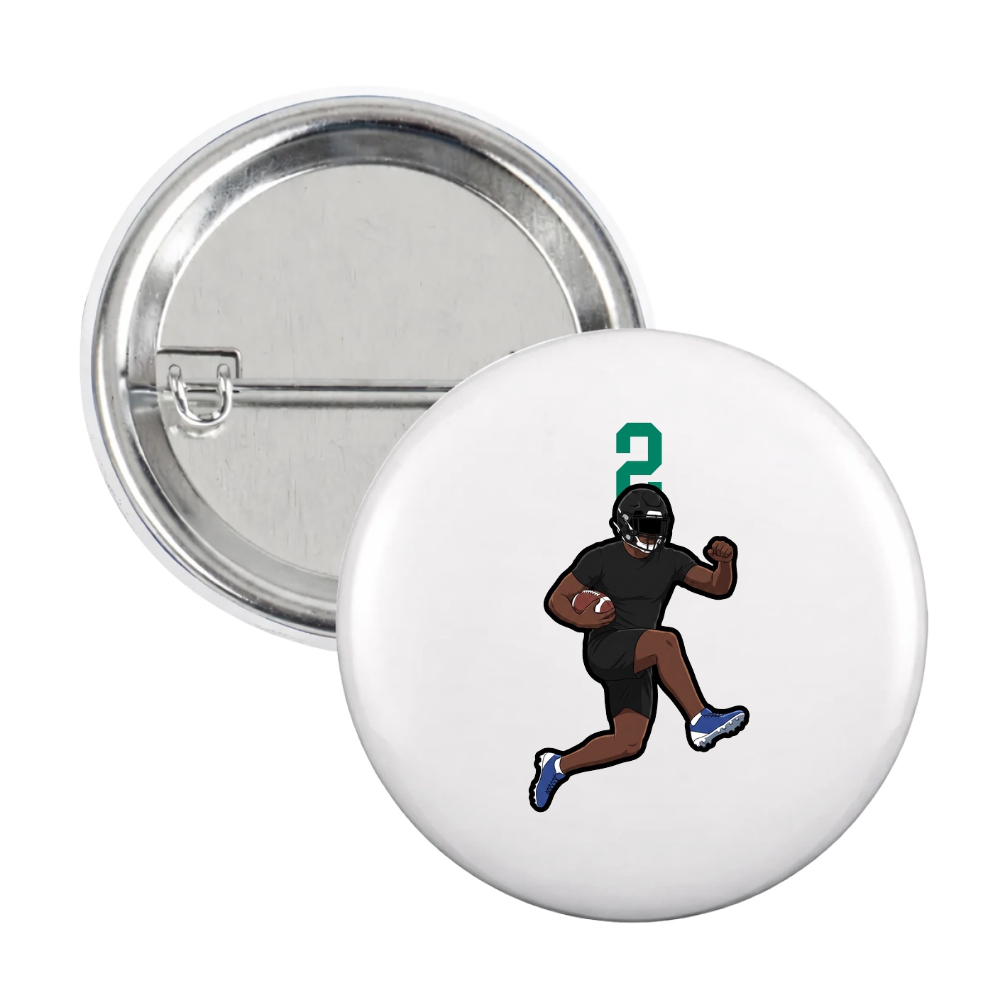 Game Day Button — Number Top in White