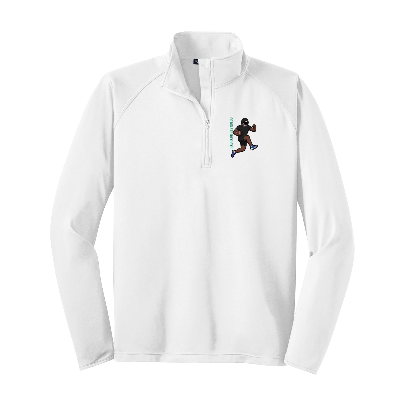 Q-Zip Pullover — Name Vertical in White