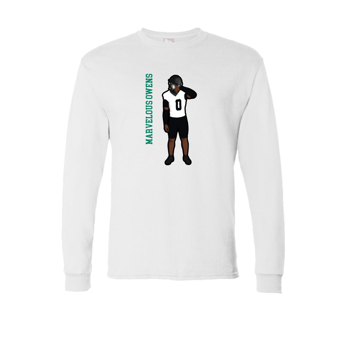 Long Sleeve Tee — Name Vertical in White