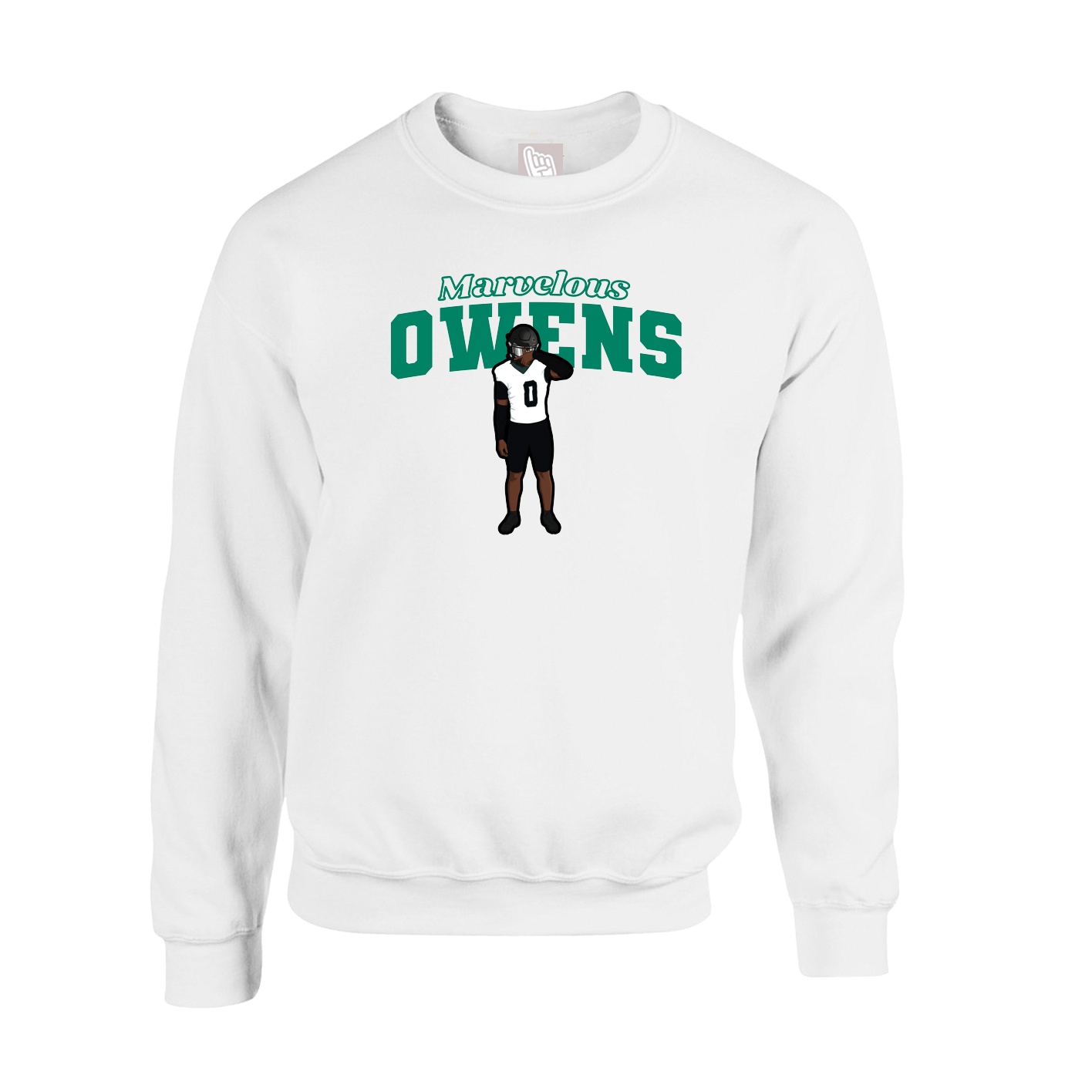 Fleece Crew — Name Arch in White