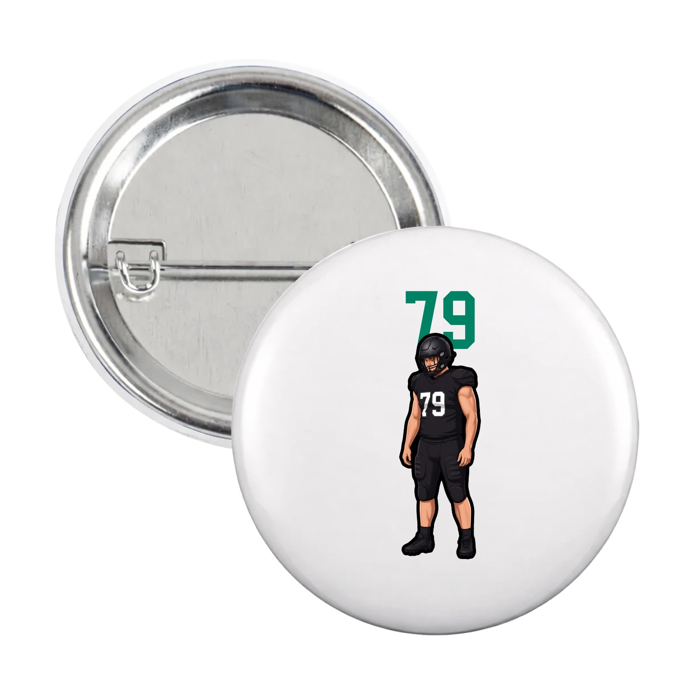 Game Day Button — Number Top in White