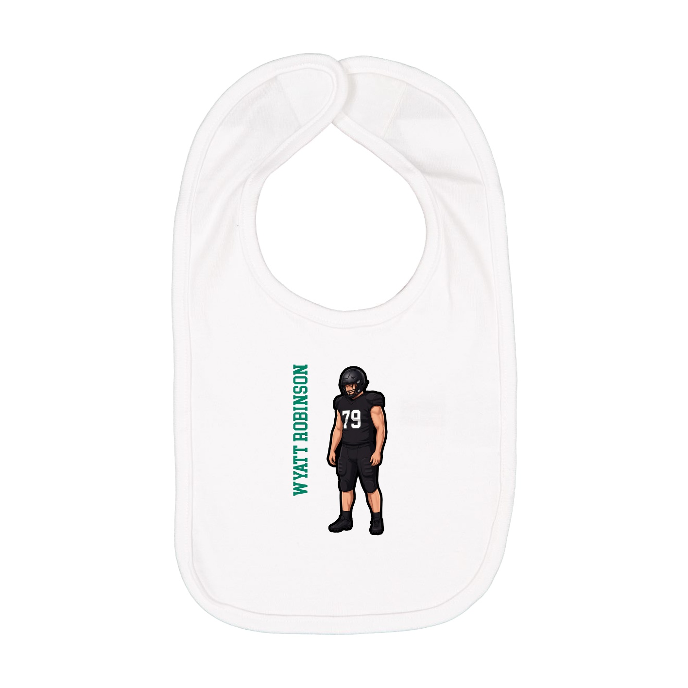 Infant Bib — Name Vertical in White