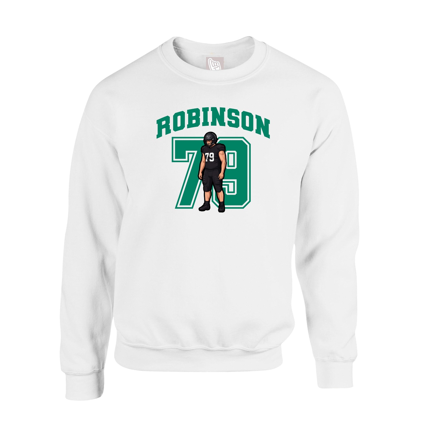 Fleece Crew — Number in White