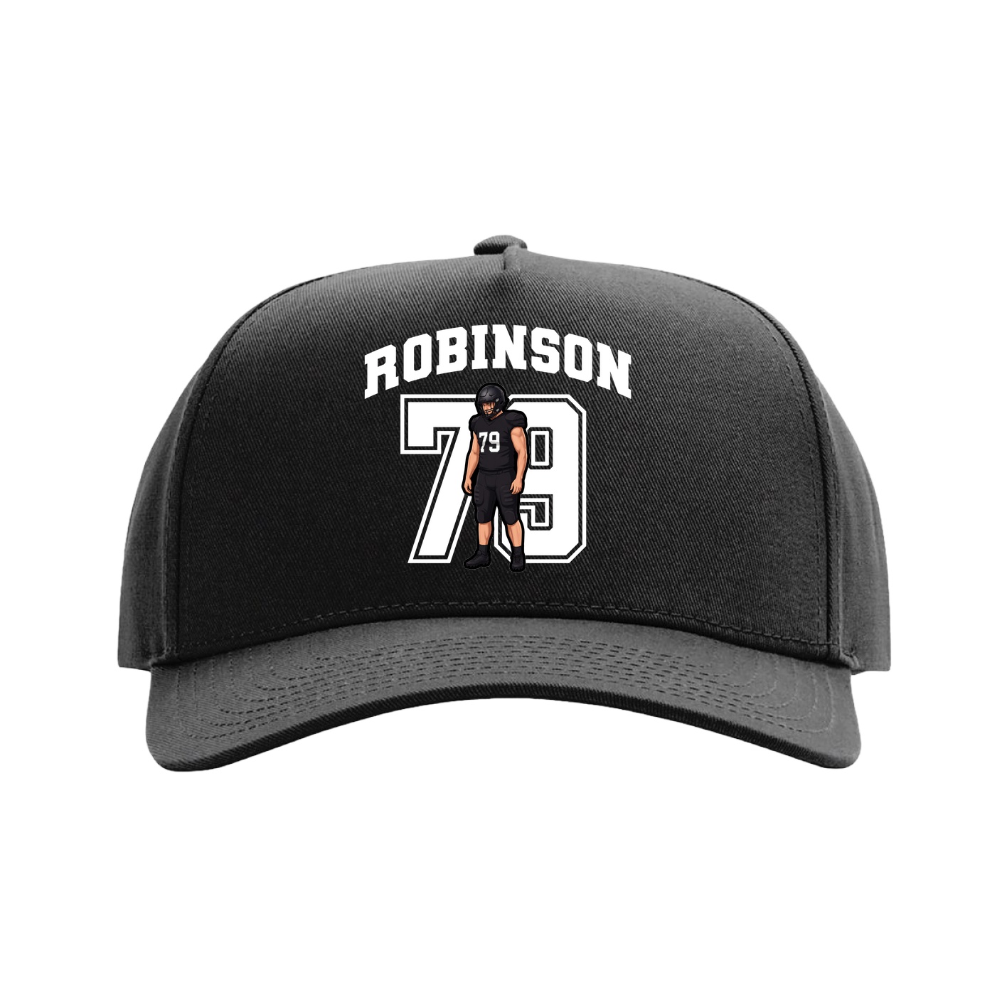 Full Fabric Five-Panel Champ Cap — Number in Black
