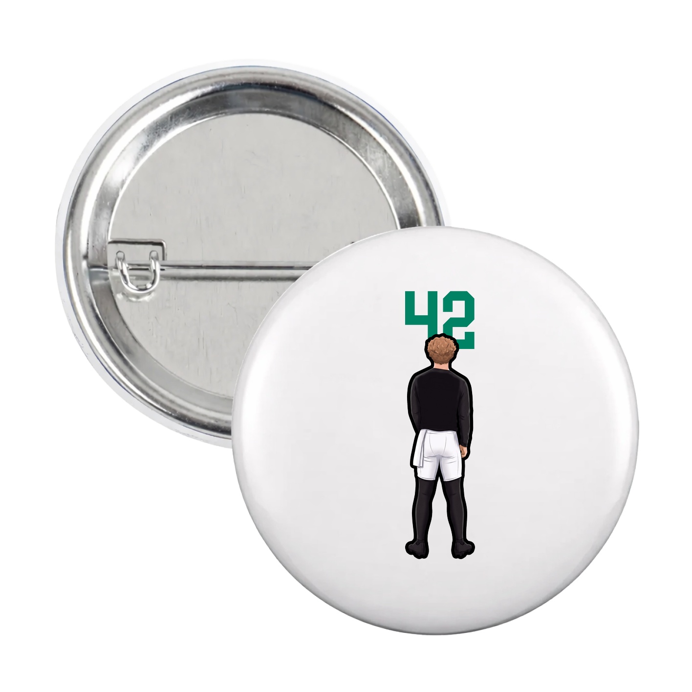 Game Day Button — Number Top in White