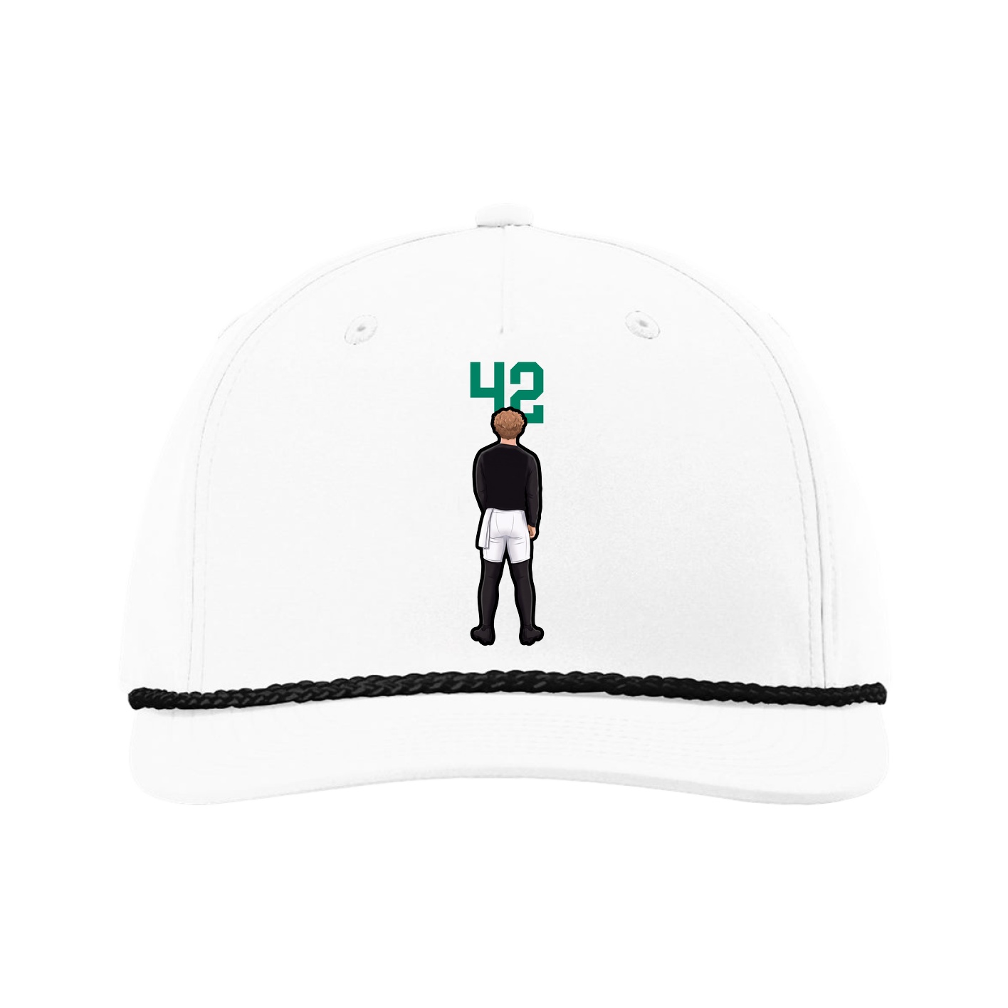 Five-Panel Classic Rope Cap — Number Top in White