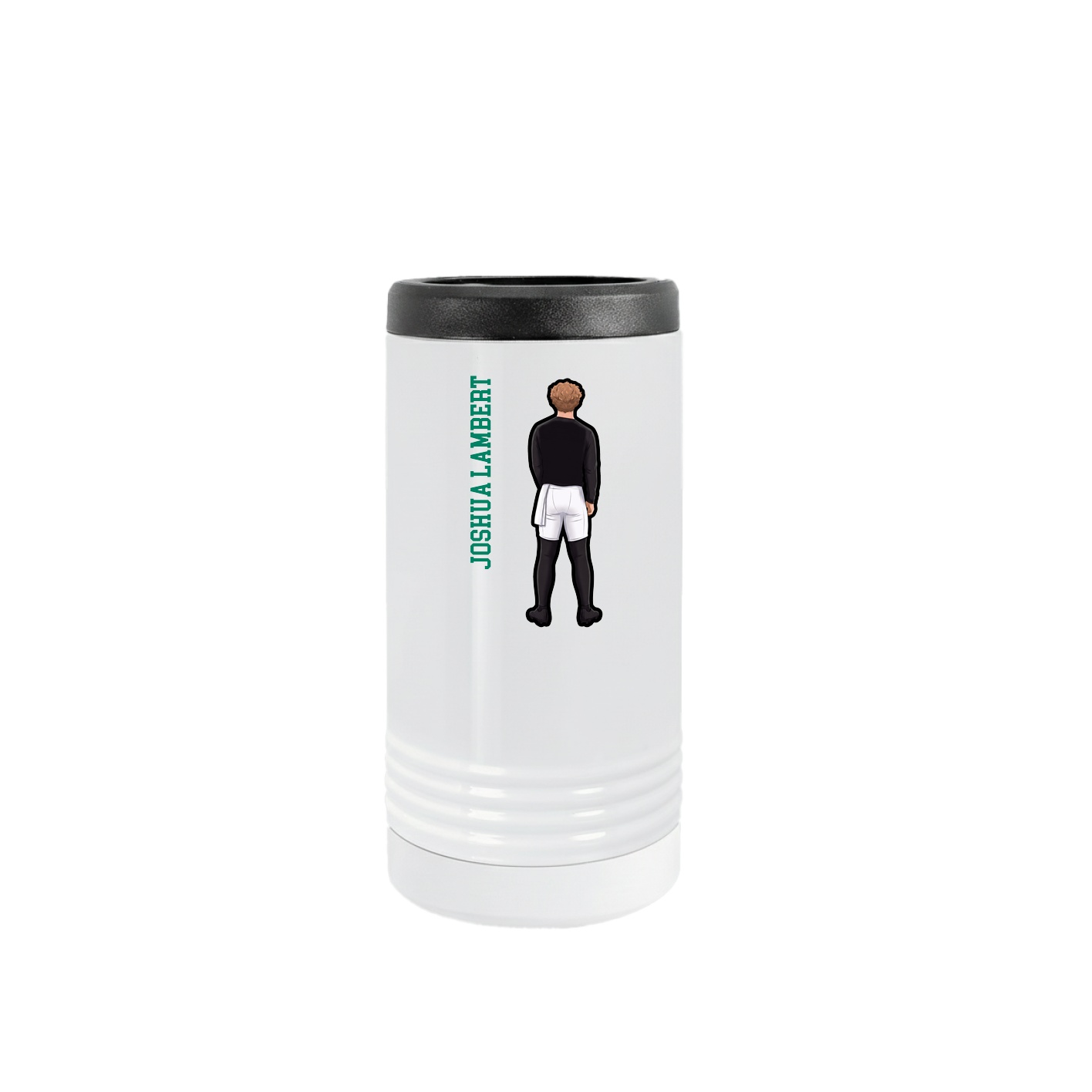 Slim Beverage Holder — Name Vertical in White