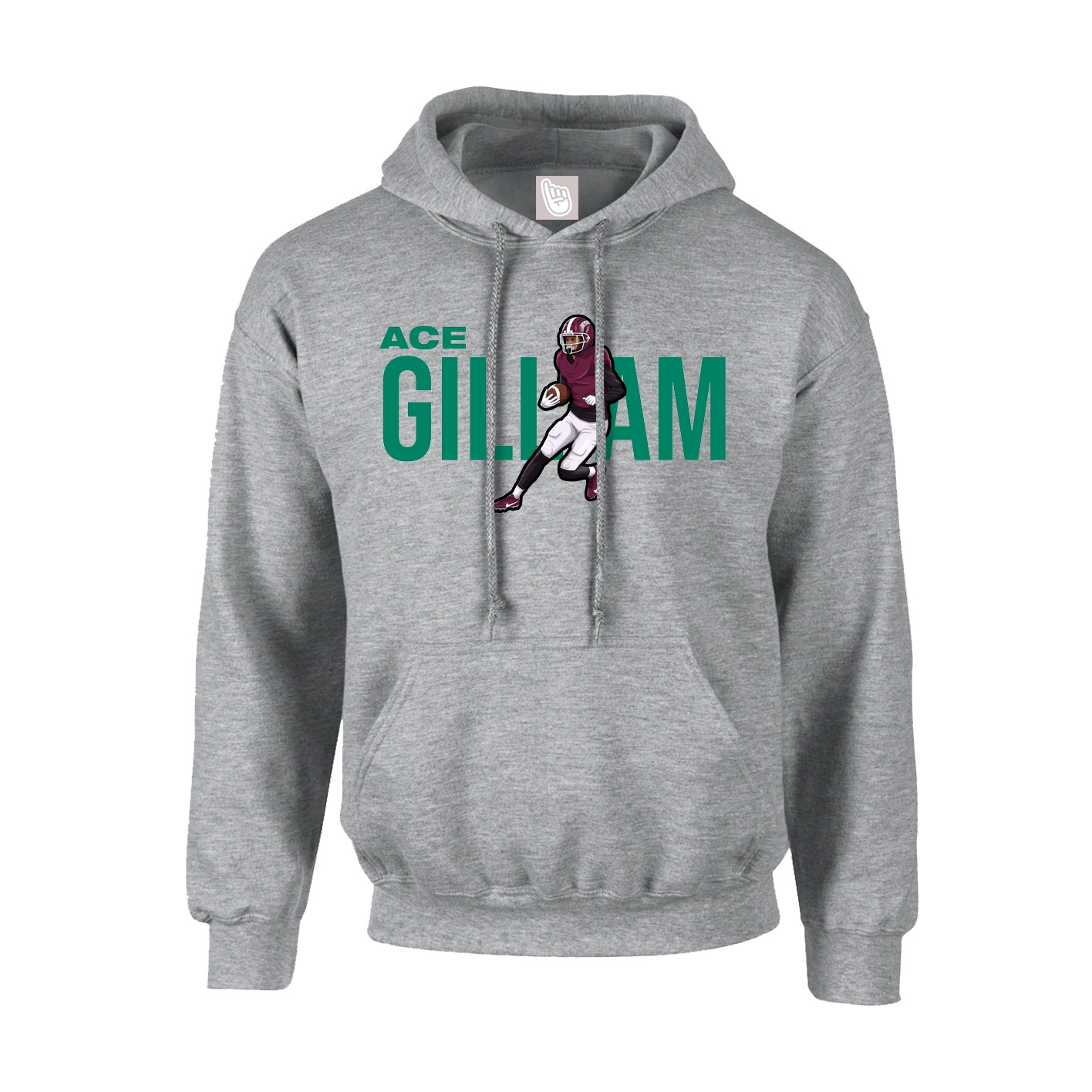 Youth Hoodie — Player Name in Grey