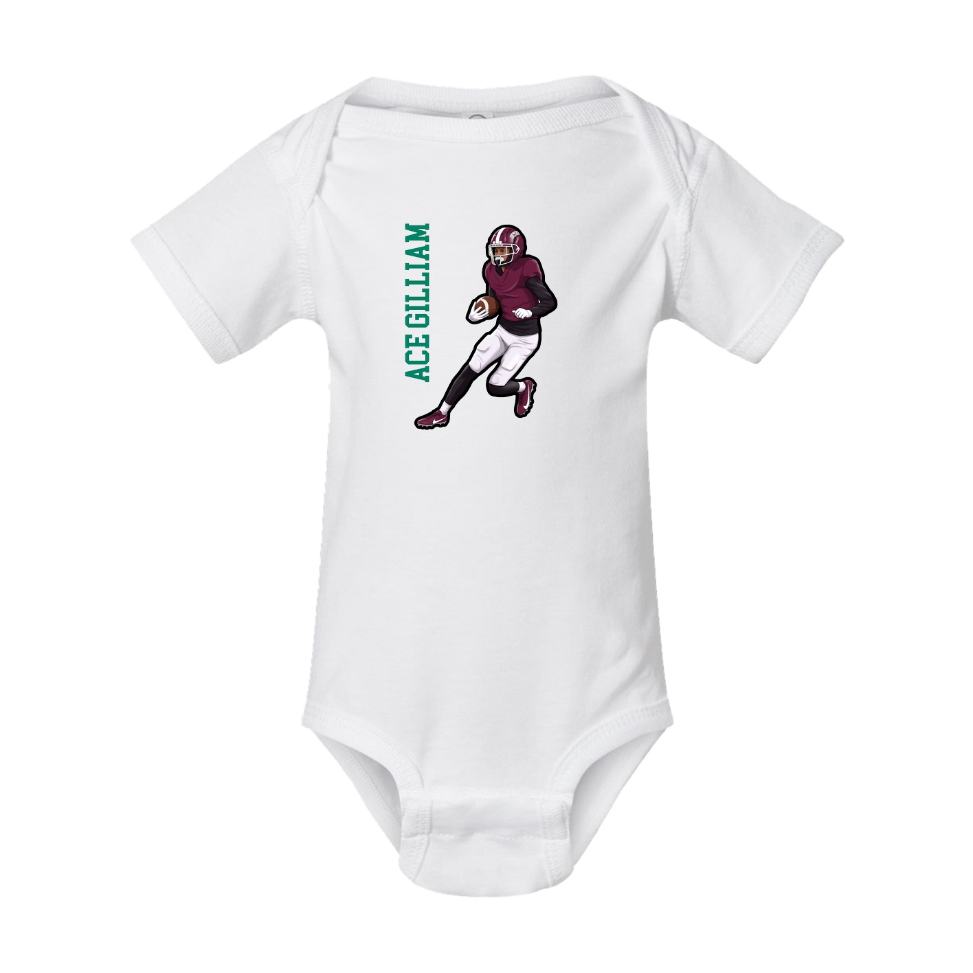 Baby Onesie — Name Vertical in White