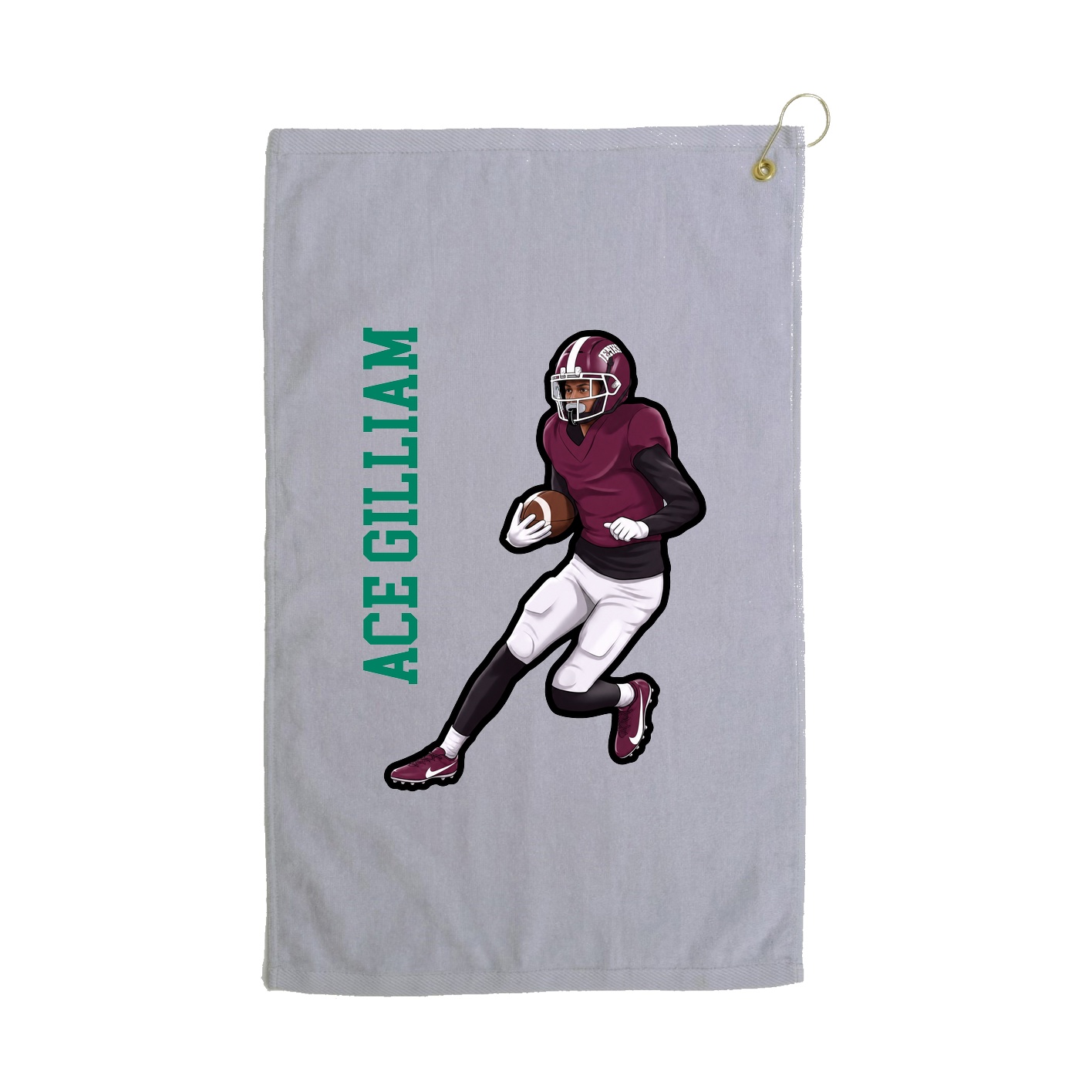Golf Towel — Name Vertical in Grey