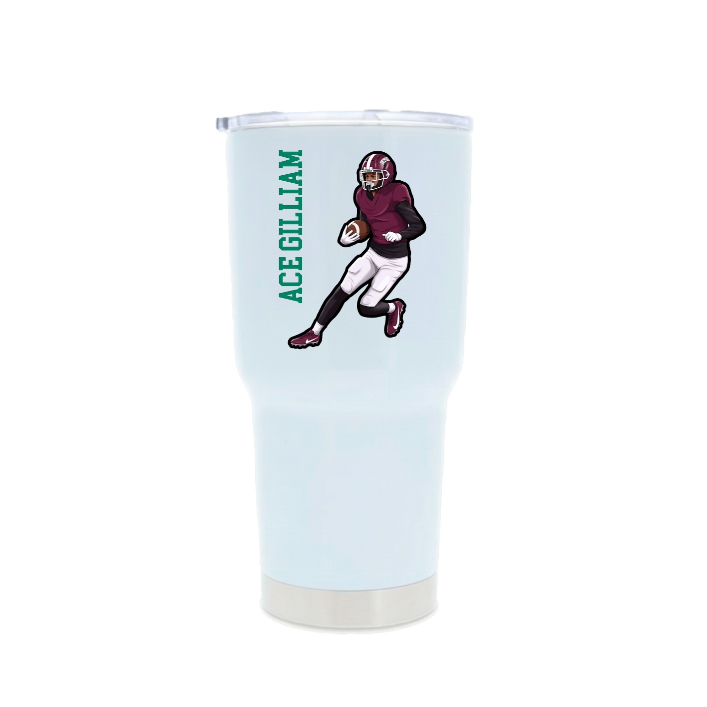 30oz Stainless Steel Tumbler — Name Vertical in White