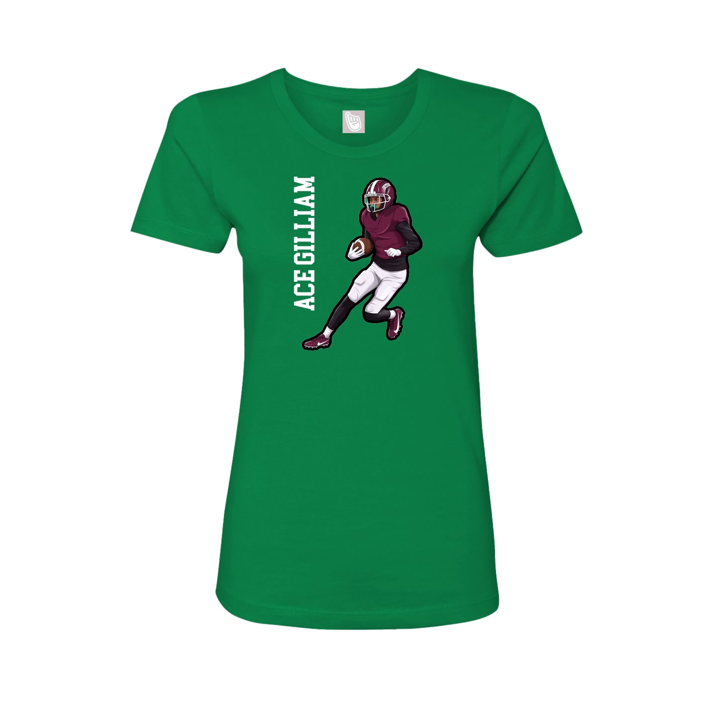 Fitted Women's Tee — Name Vertical in Green