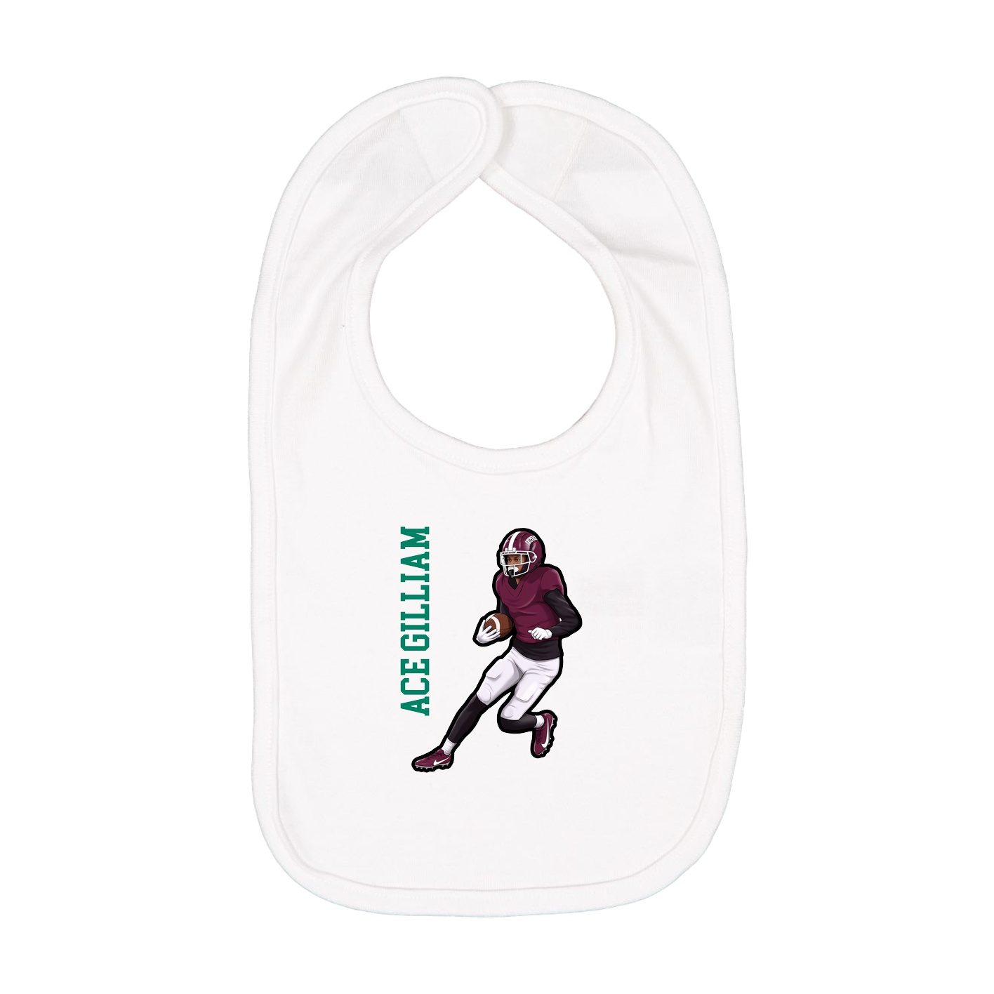 Infant Bib — Name Vertical in White