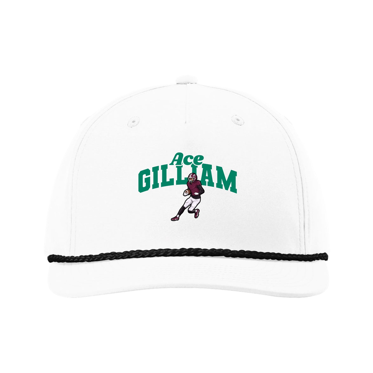 Five-Panel Classic Rope Cap — Signature Arch in White