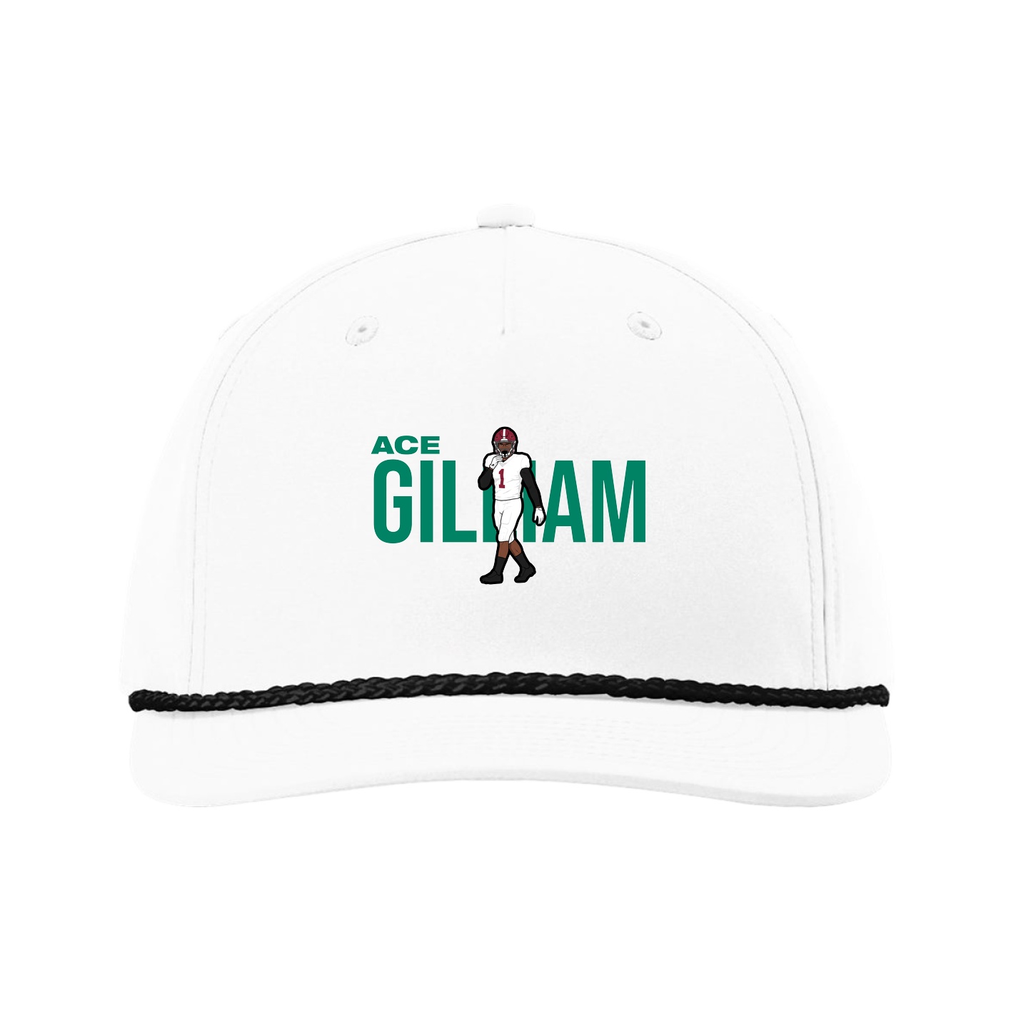 Five-Panel Classic Rope Cap — Player Name in White