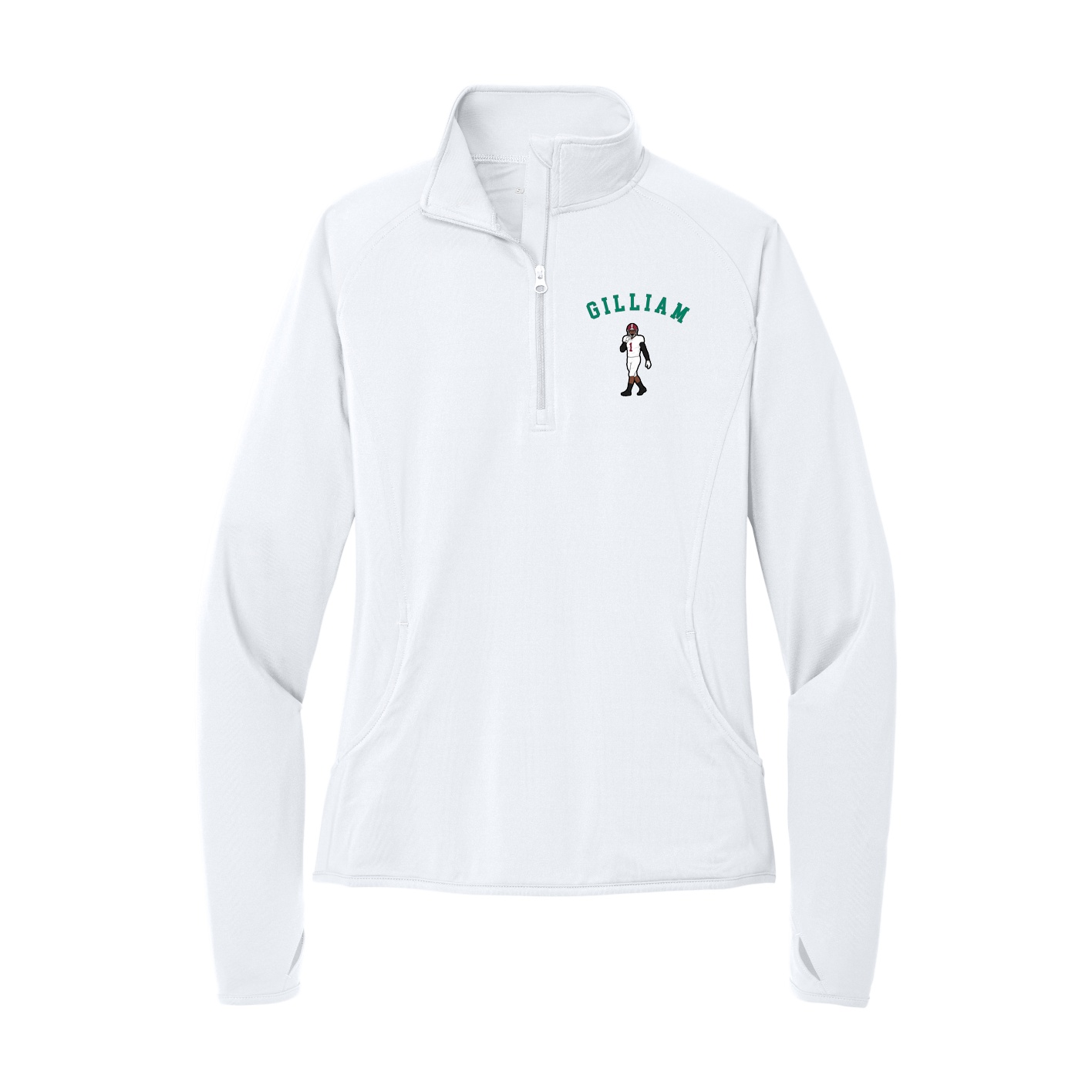 Women's Q-Zip Pullover — Shirsey Arch in White