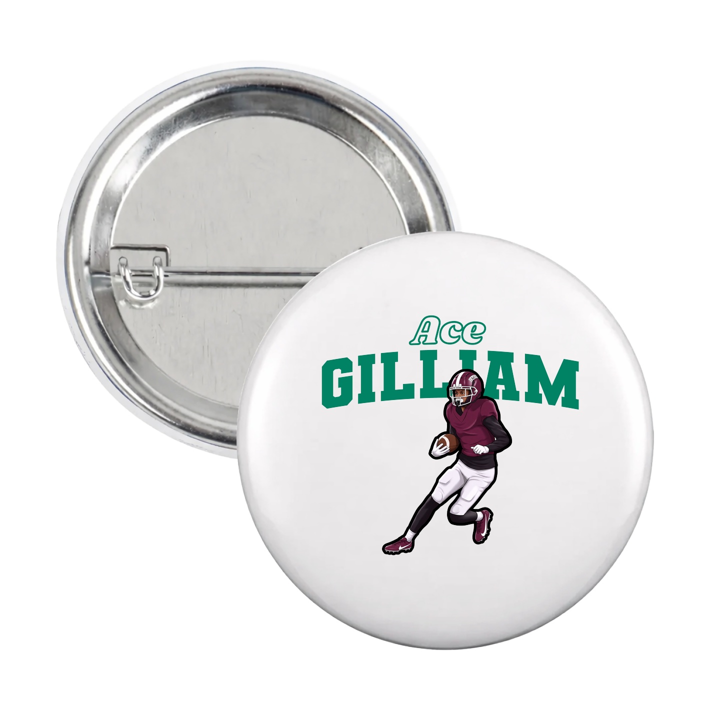 Game Day Button — Name Arch in White