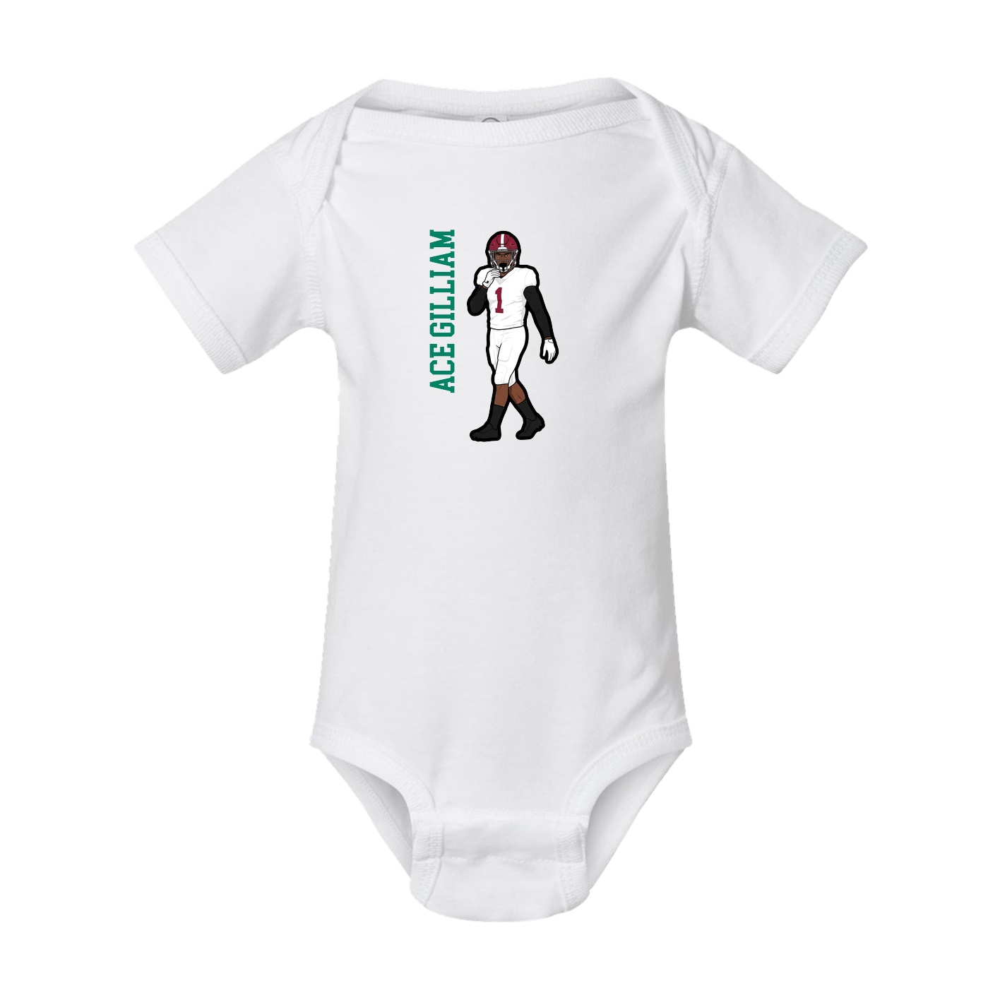 Baby Onesie — Name Vertical in White