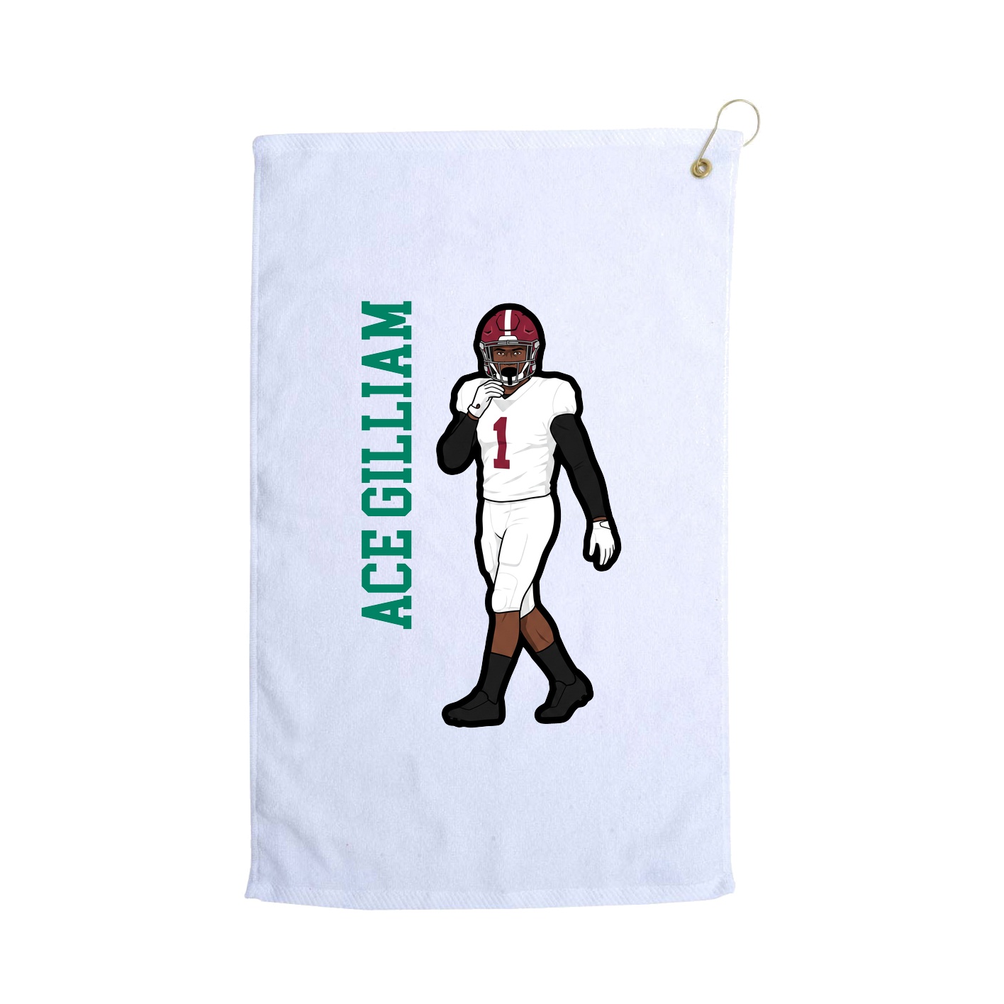 Golf Towel — Name Vertical in White