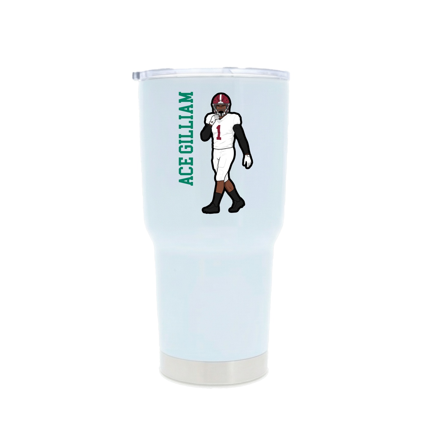 30oz Stainless Steel Tumbler — Name Vertical in White