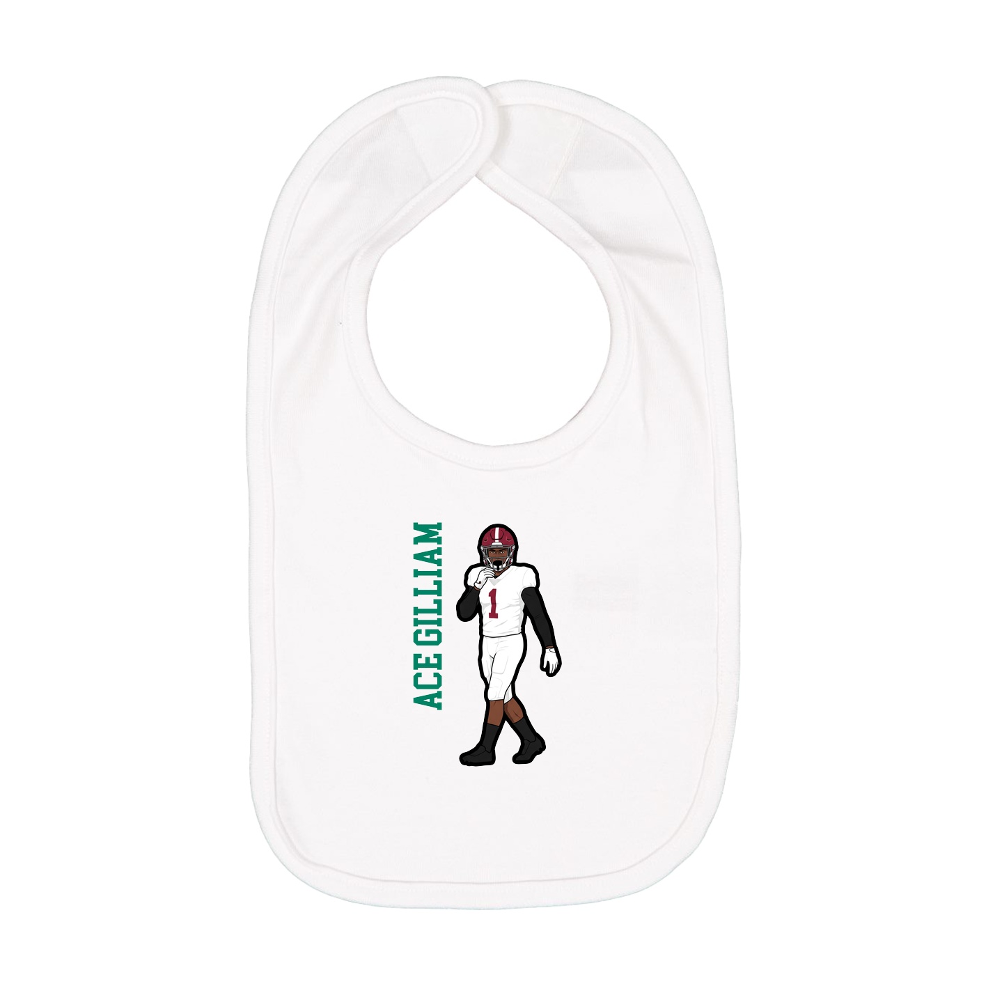 Infant Bib — Name Vertical in White
