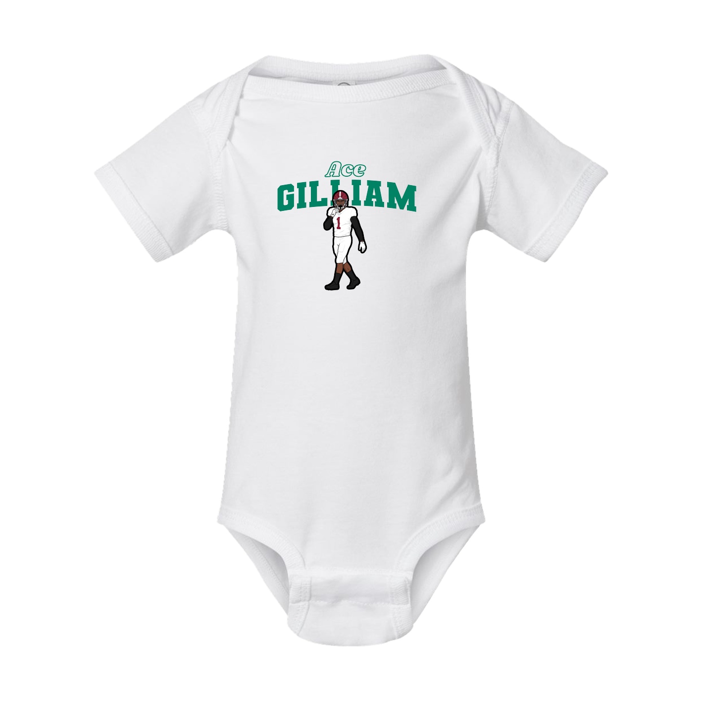 Baby Onesie — Name Arch in White