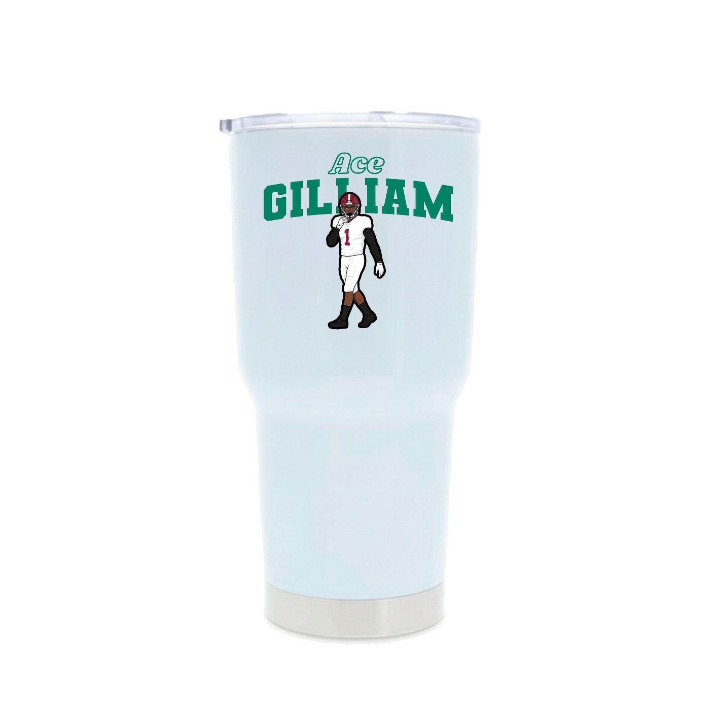 30oz Stainless Steel Tumbler — Name Arch in White