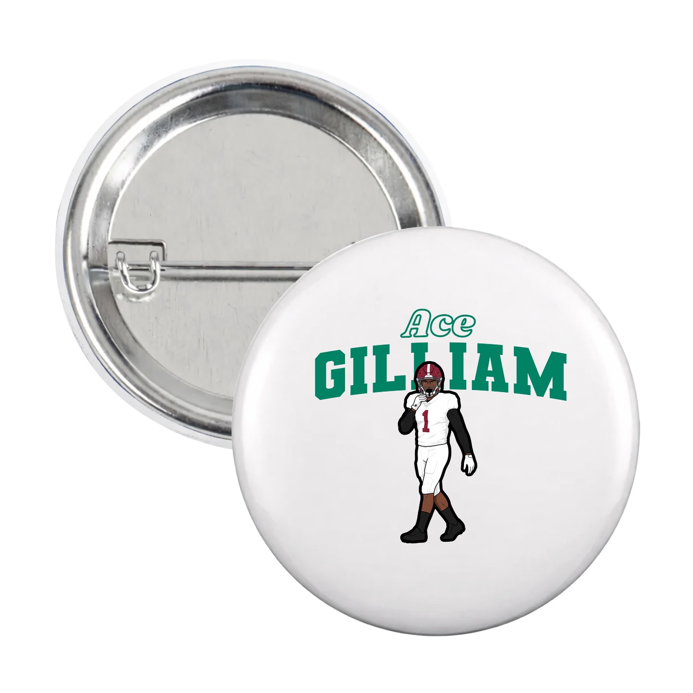 Game Day Button — Name Arch in White