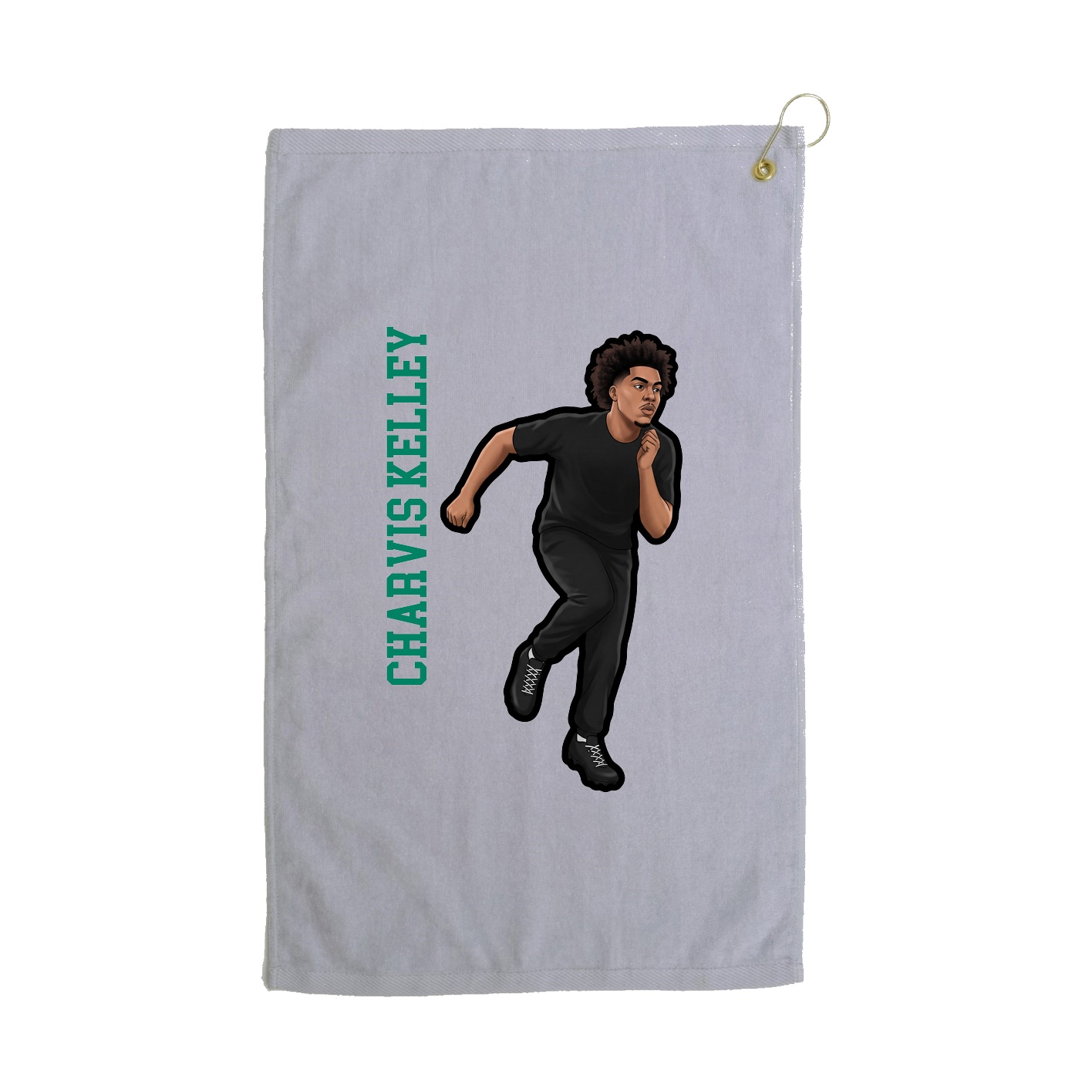 Golf Towel — Name Vertical in Grey