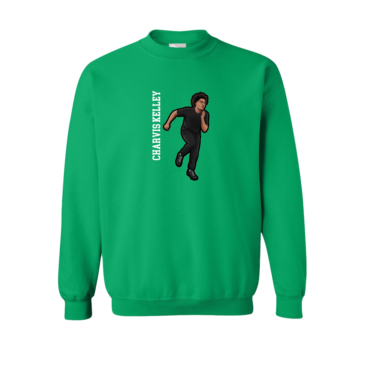 Fleece Crew — Name Vertical in Green