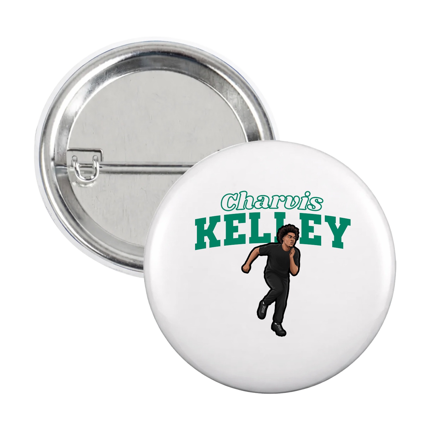 Game Day Button — Name Arch in White