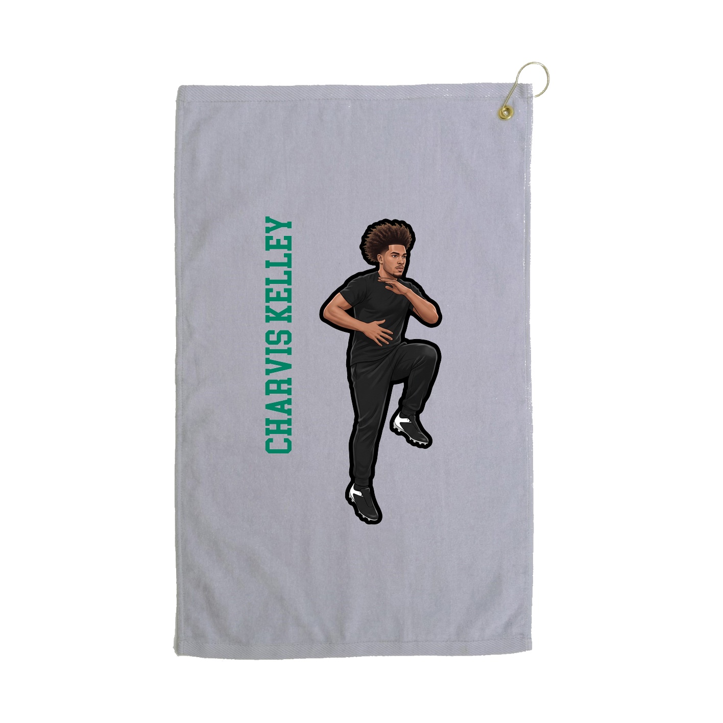 Golf Towel — Name Vertical in Grey