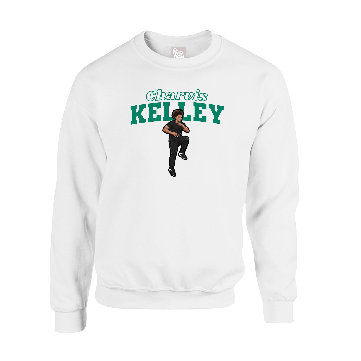 Fleece Crew — Name Arch in White