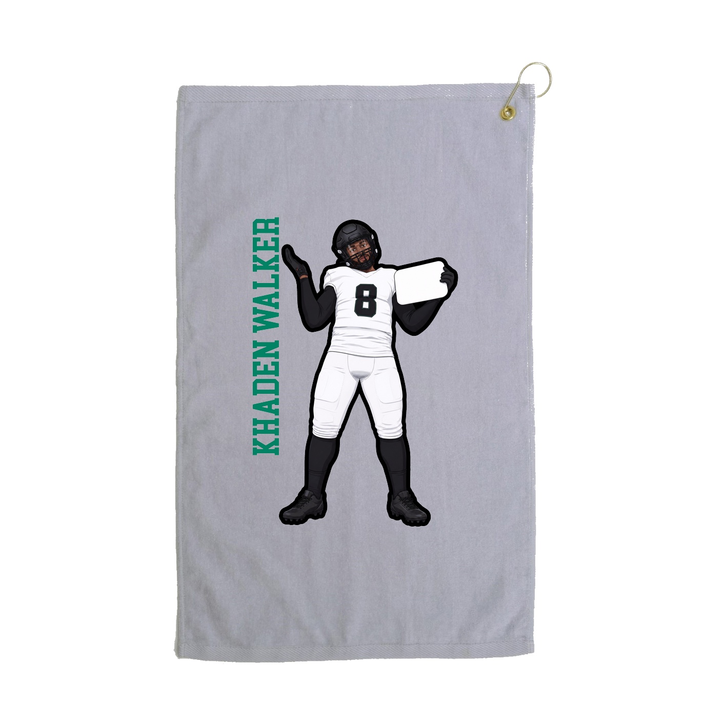 Golf Towel — Name Vertical in Grey