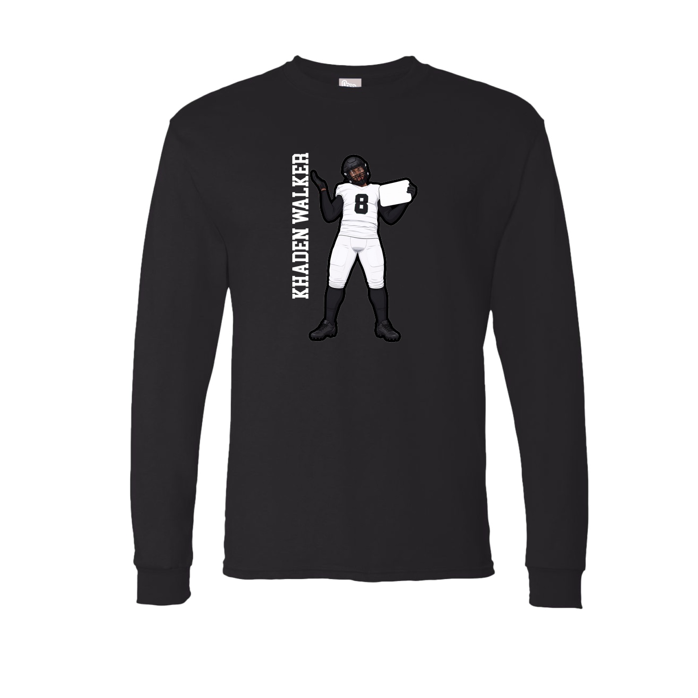 Long Sleeve Tee — Name Vertical in Black