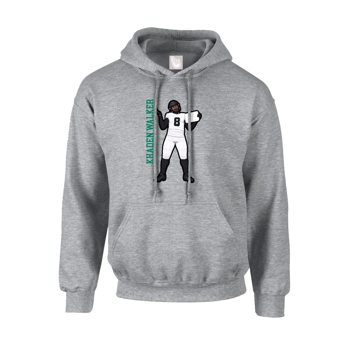 Hoodie — Name Vertical in Grey