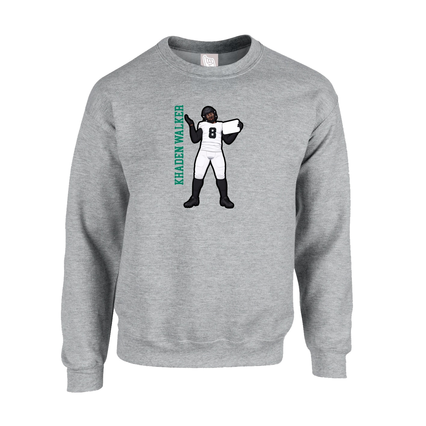 Fleece Crew — Name Vertical in Grey