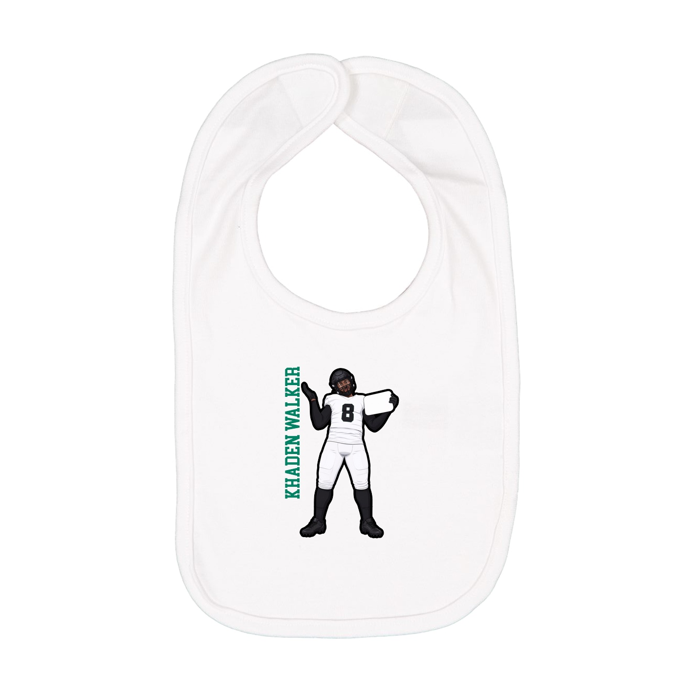 Infant Bib — Name Vertical in White