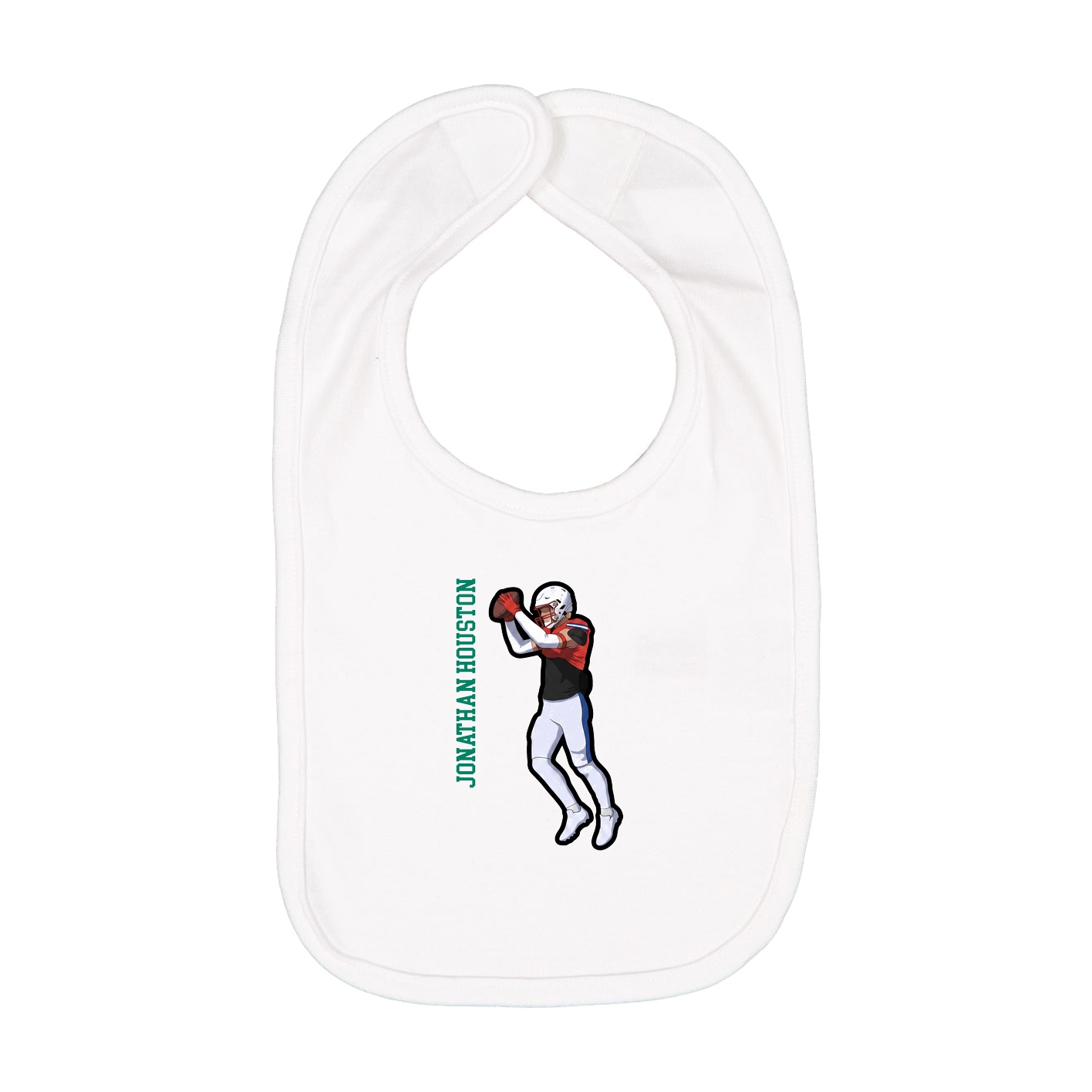 Infant Bib — Name Vertical in White