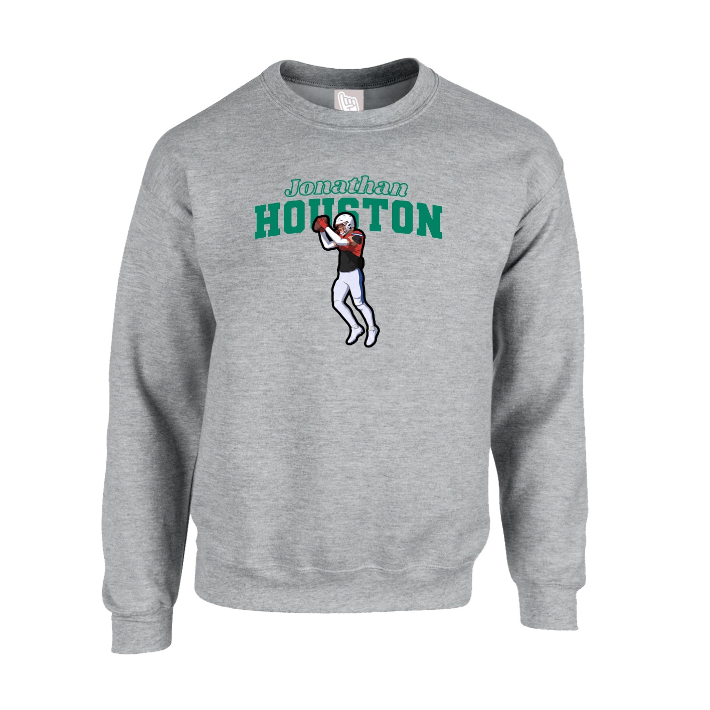 Fleece Crew — Name Arch in Grey