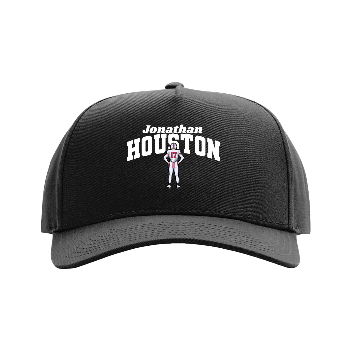 Full Fabric Five-Panel Champ Cap — Signature Arch in Black