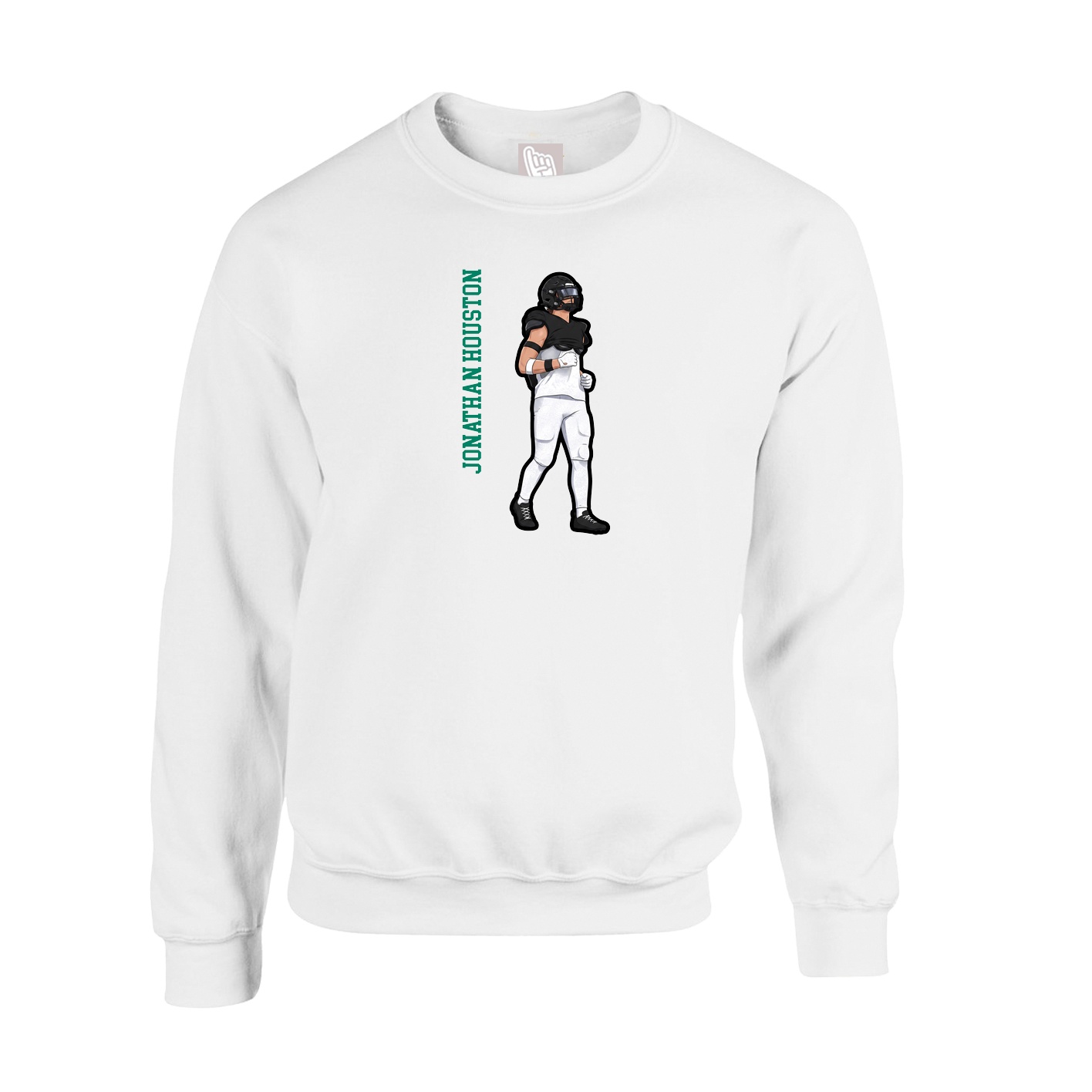 Fleece Crew — Name Vertical in White