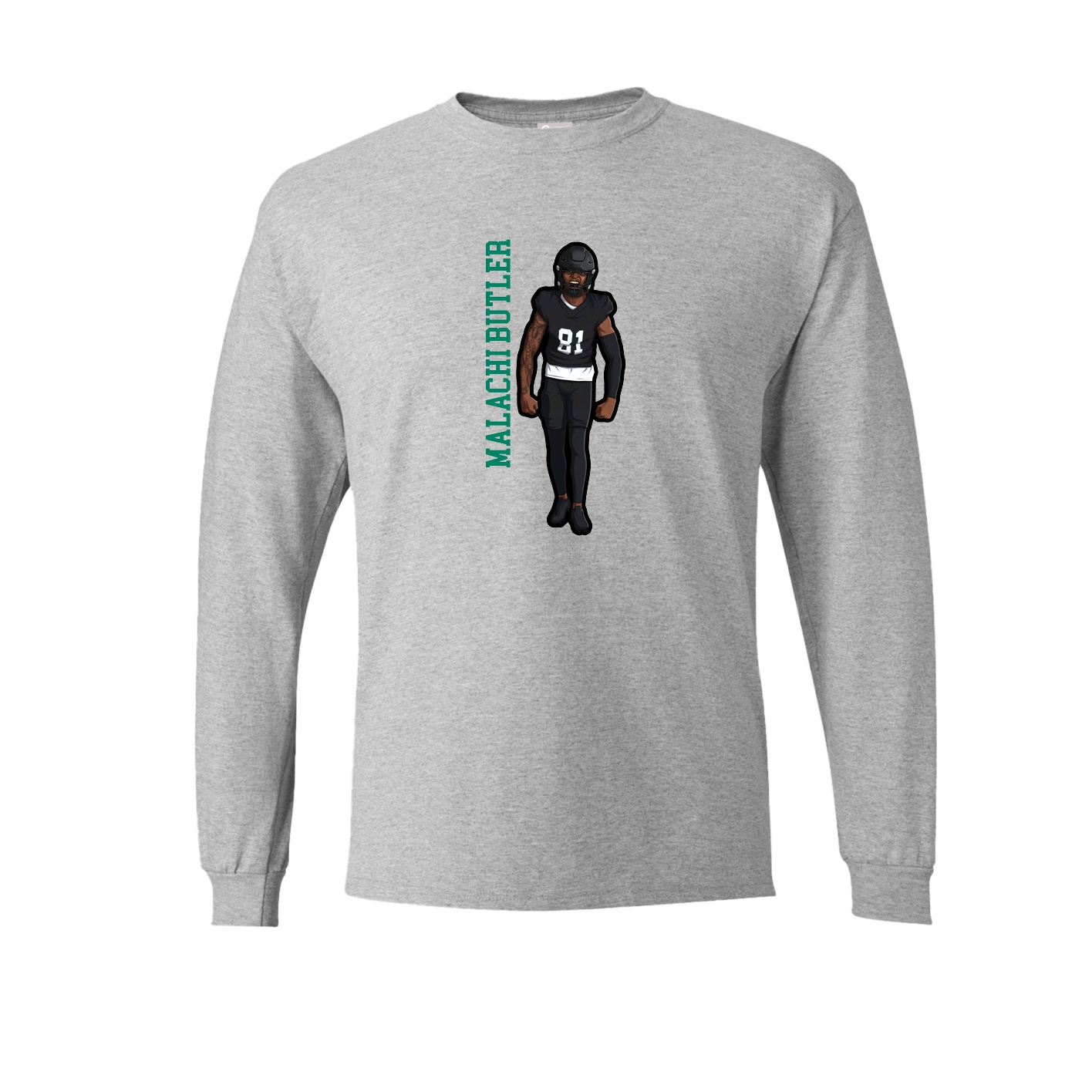 Long Sleeve Tee — Name Vertical in Grey
