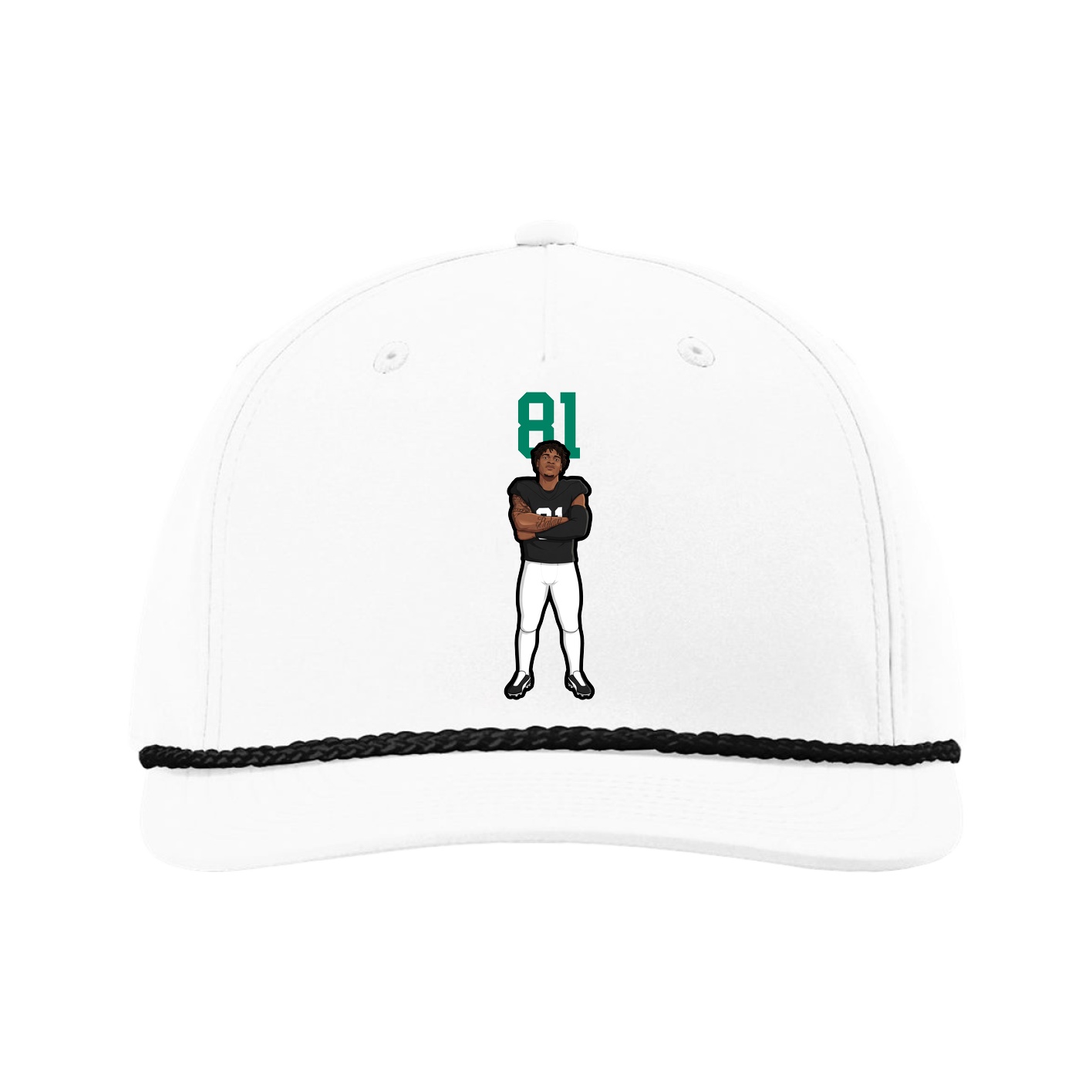 Five-Panel Classic Rope Cap — Number Top in White