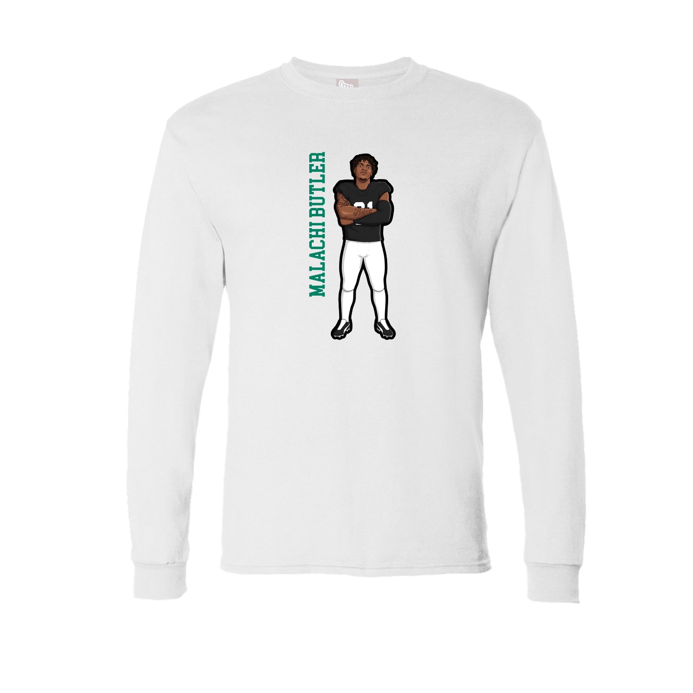 Long Sleeve Tee — Name Vertical in White