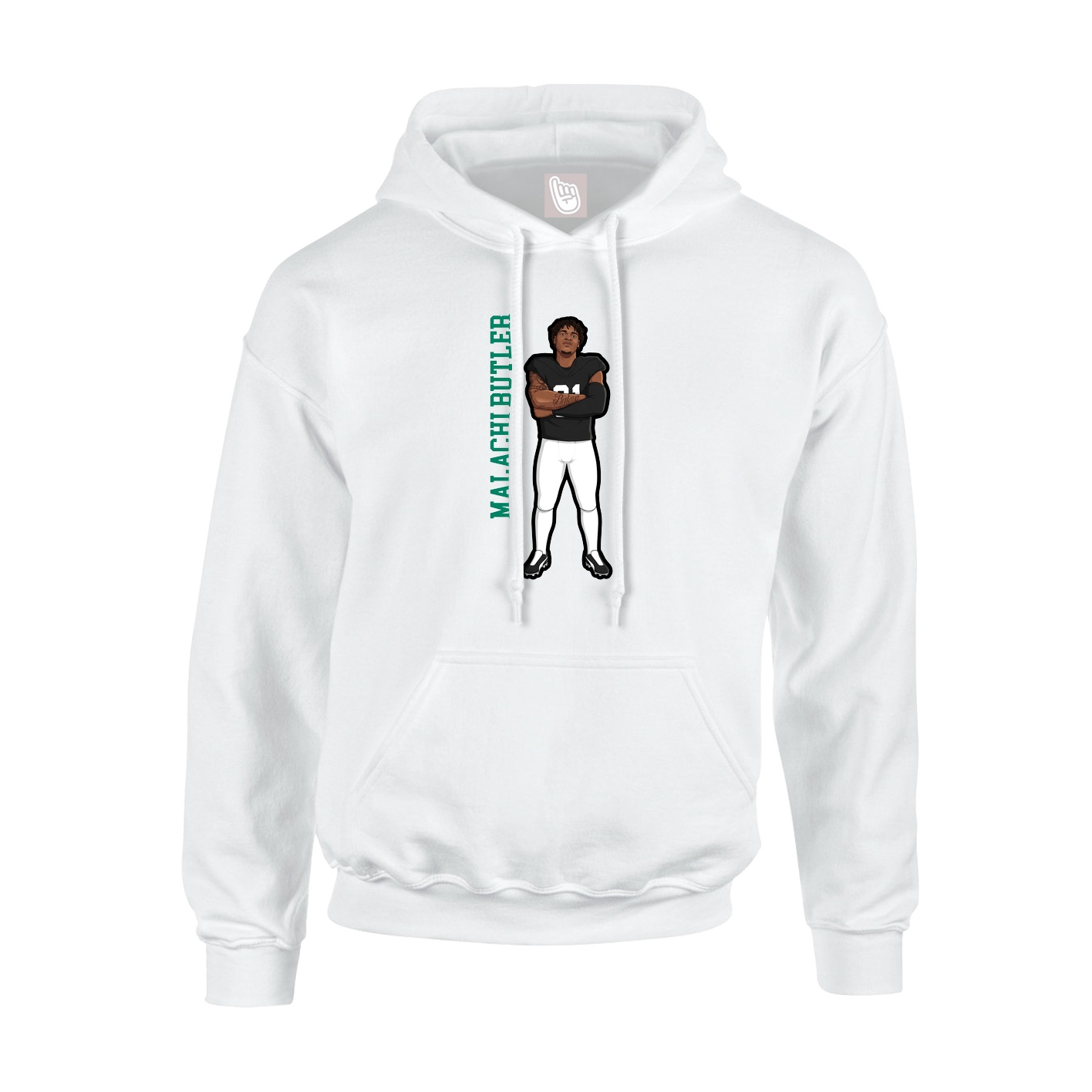 Youth Hoodie — Name Vertical in White