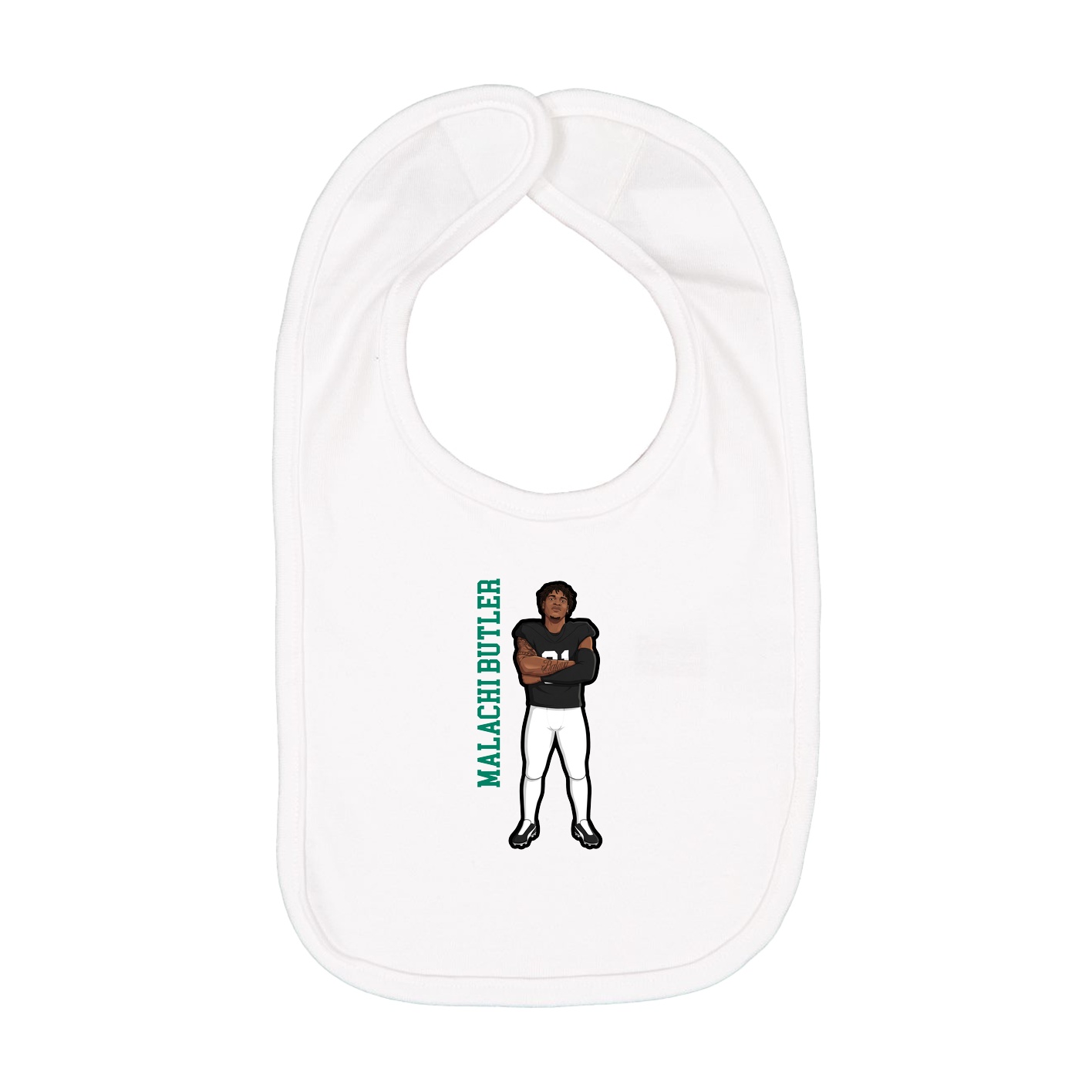 Infant Bib — Name Vertical in White